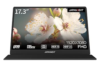 【中古】JAPANNEXT 17.3インチ モバイルモニター IPS パネル フルHD 1920x1080解像度 スマートケース付き (Type C/MAC PC対応/スピーカー内蔵/非光沢) JN｜ハッピーストア藤岡