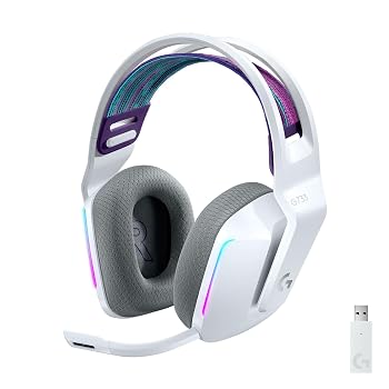 【中古】Logicool G ワイヤレス ゲーミングヘッドセット G733-WHr LIGHTSPEED 7.1ch マイク付き 266g 軽量 58時間連続使用可能 USB レシーバー LIGHTSYNC｜ハッピーストア藤岡