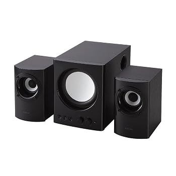 【中古】エレコム スピーカー PC TV 25W 木製 2.1ch ブラック MS-131BK|ハッピーストア藤岡