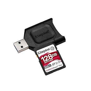 【中古】キングストン SDXCカード 128GB 最大300MB/s UHS-II V90 4K 8K UHS-IIカードリーダー付属 Canvas React Plus MLPR2/128GB|ハッピーストア藤岡