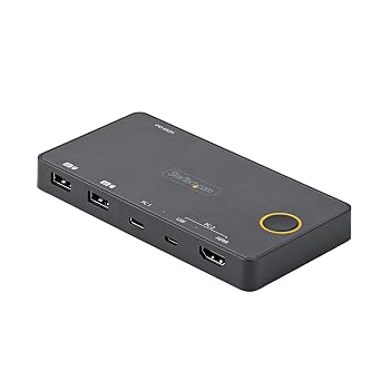 【中古】(非常に良い)StarTech.com 2ポートKVMスイッチ/USB-A + HDMI & USB-Cスイッチャー/4K60Hz HDMI 2.0シングルモニタ対応/デスクトップ&ノートPC切替器/USBバス|ハッピーストア藤岡