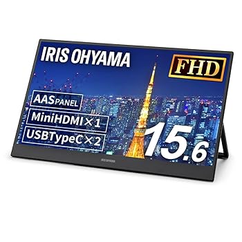 【中古】アイリスオーヤマ(IRIS OHYAMA) モバイルモニター 15.6インチ FHD 1080p スタンド付 60Hz 10ms MiniHDMI×1 USBType-C×2 スピーカー内蔵 ADSパ|ハッピーストア藤岡