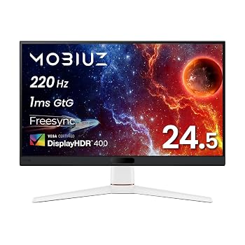【中古】(非常に良い)ベンキュージャパン BenQ MOBIUZ EX251 ゲーミングモニター 24.5インチ/Full HD/220Hz/1ms/HDR 400/スピーカー(2.5W×2)搭載/FreeSync/輝度自動|ハッピーストア藤岡