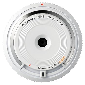 【中古】OLYMPUS ボディキャップレンズ マイクロフォーサーズ用 ホワイト BCL-1580 WHT｜ハッピーストア藤岡
