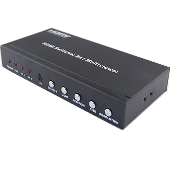 【中古】HUIERAV HDMI 2x1 マルチビューア シームレススイッチ PIP機能付き スケーラーアップ&ダウンHDMI 1.3a フルHD 1080P 4画像モード RS232 リモコン|ハッピーストア藤岡