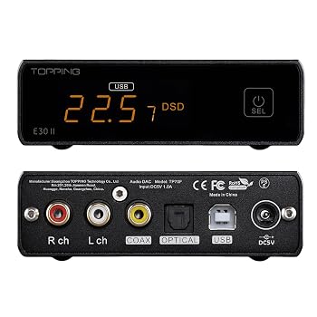 【中古】(非常に良い)TOPPING E30 DAC ハイレゾ AK4493 32Bit / 768kHz DSD512 HiFi XMOS XU208 デコーダー リモコン付き (シルバー)|ハッピーストア藤岡