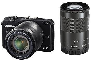 【中古】Canon ミラーレス一眼カメラ EOS M2 ダブルズームキット (ブラック) EF-M18-55mm F3.5-5.6 IS STM EF-M55-200mm F4.5-6.3 IS STM付属 EOSM2BK-WZ｜ハッピーストア藤岡