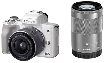 【中古】Canon ミラーレス一眼カメラ EOS Kiss M ダブルズームキット ホワイト EOSKISSMWH-WZK｜ハッピーストア藤岡