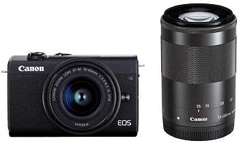 【中古】(非常に良い)Canon ミラーレス一眼カメラ EOS M200 ダブルズームキット ブラック EOSM200BK-WZK｜ハッピーストア藤岡