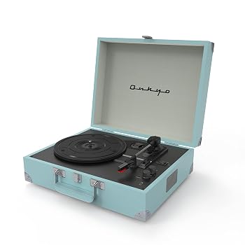 【中古】(非常に良い)ONKYO レコードプレーヤー Bluetooth対応/ステレオスピーカー内蔵 ソニックブルー OCP-01(LB)｜ハッピーストア藤岡