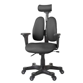 【中古】(非常に良い)デュオレスト オフィスチェア ブラック 可動肘 メッシュ地 可動ヘッドレスト 腰痛対策 姿勢サポート DR-7501SP 1ABK1｜ハッピーストア藤岡