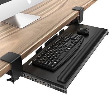 【中古】AboveTEK 大型キーボードスライダー 後付け キーボードスタンド リストレスト付き 頑丈なCクランプ式 キーボードトレイ デスクエクステンダー 肘|ハッピーストア藤岡