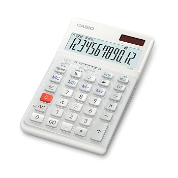 【中古】カシオ 人間工学電卓 12桁 日数&時間計算機能 ジャストタイプ ホワイト JE-12D-WE-N エコマーク認定|ハッピーストア藤岡
