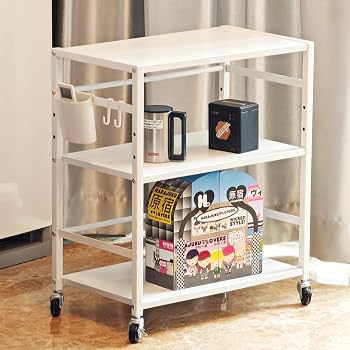 【中古】Secchuu スチールラック3段 デスクターナ デスク下収納 本体4.5kg 耐荷重40kg 幅50x奥行30x高さ64cm キャスター付き 棚 PS5横置きラック スタン|ハッピーストア藤岡