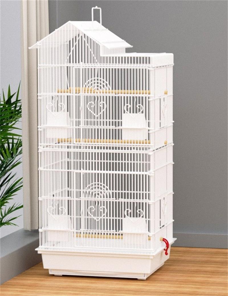 鳥カゴ 鳥かご バードケージ 鳥小屋 多頭飼い 複数飼い 止まり木 おもちゃ 省スペース 室内 飼育 止まり木付き 餌入れ付き ブランコ付き｜ハッピーストリーム