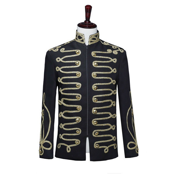 ジャケット 演出服 中世ヨーロッパ 王子様 王族服 大きいサイズ 将軍様衣装 貴公子 大人 ステージ衣装 カラオケ 大会 演奏会 メンズ 舞台衣装 演劇オペラ声楽 貴族服装 コスプレ クリスマス仮装 ハロウィン衣装 文化祭 学園祭 学芸会 M～3XL 黒 dg416d3d3x1