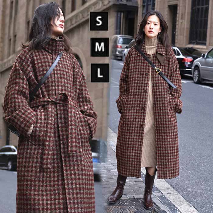 美品 ヨリ チェックオーバージャケット ワンピース コート フード マルチカラー 美品 ヨリ チェックオーバージャケット ワンピース コート フード