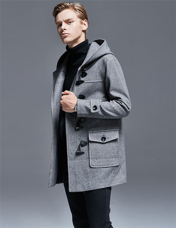 期間限定 マスクプレゼント中 学生 中世風ウィッグ ダッフルコート メンズ コスプレ 学生 コーヒー ショート丈 男子 軽い 通学 ウール混 コート ジャケット メルトン 学生 冬 コート 千鳥格コート 学生 カジュアル フード付き 男性 トップス アウター グレー コーヒー