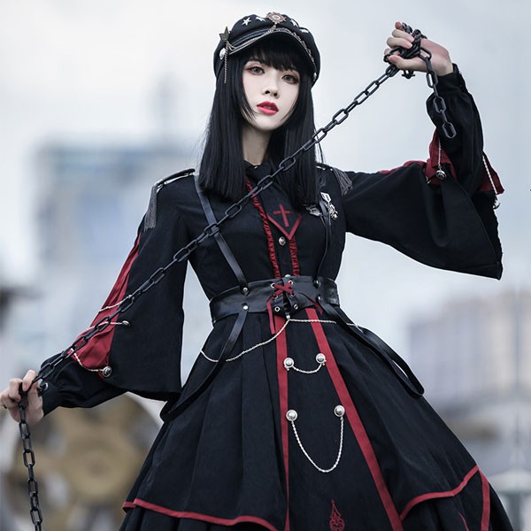 ミリロリ Lolita系 ロリータ 軍服 ワンピース ゴスロリ セーラー服 ロリ 制服 学生服 萌え萌え 少女ウェア レディース 二次元ドレス 学園祭 文化祭 イベント 可愛い h1008lalam3