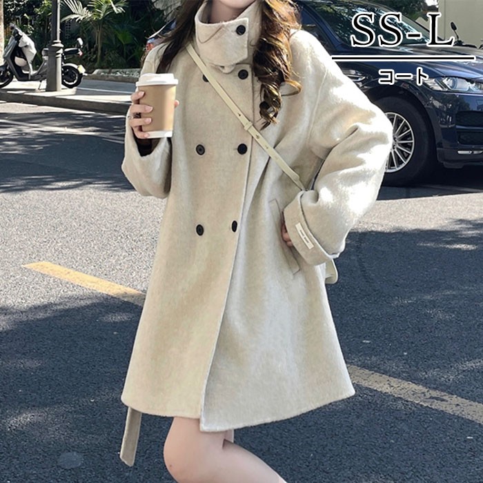 コート レディース ショート丈 サイドカラー スタンドカラー チェスターコート 小さいサイズ 低身長 ゆったり 韓国ファッション 秋 冬 冬服 ベージュ ブラック SS-L 防寒 アウター おしゃれ カジュアル シンプル 大人 上品 かわいい 通勤 通学 de019n1n1m3｜Happysunny Shop 8,439円