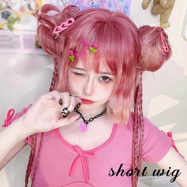 ウィッグ グラデーション lolita レディース フルウィッグ 小顔効果抜群 短髪 ゆめ可愛い 原宿風 かつら 巻き毛 ぱっつん前髪 コスプレ ロリータ パーティー ハロウィン COSPLAY コスチューム 仮装 変装 女装 イベント 文化祭 学園祭 演劇 舞台 dq053n1n1m3