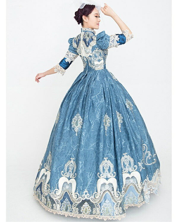 新品同様 高品質豪華ドレスセット フリルチュールaライン中世ヨーロッパ ひざ丈ワンピース