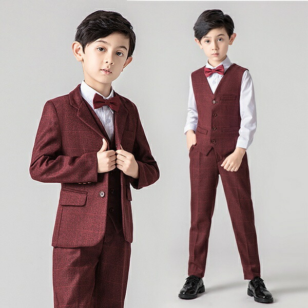 話題の行列 男の子スーツ 七五三 セット フォーマルスーツ 男の子 スーツ 入学式 折襟 お受験 サイズ有100 110 140 150 160 170 Dg044t2t2f4 入学 入園スーツ 結婚式 卒園式 卒業式 舞台 演奏会 発表会 ピアノ 子供服 キッズ 子供スーツ 160 卒業式 チェック柄 ワイン