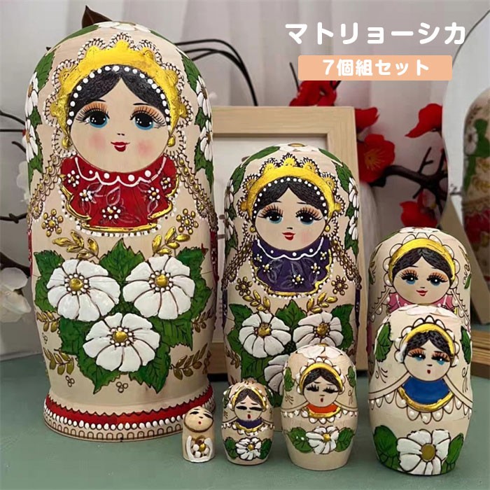 ロシア雑貨☆木製クリスマスリースE★グリーン壁掛け飾り マトリョーシカ オリガ作 ロシア雑貨☆木製クリスマスリースE☆グリーン壁掛け飾り