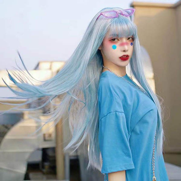 ウィッグ フルウィッグ ストレート ロングウィッグ 前髪あり ロリータ かつら グラデーショ 原宿風 韓国風 ロング ハロウィン ぱっつん前髪