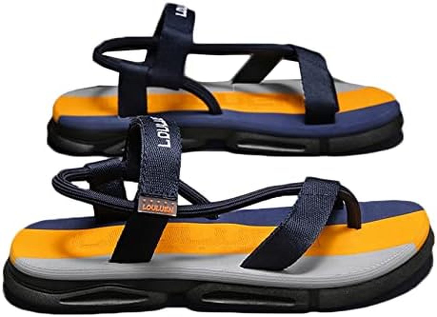 サンダル トングマジックテープ 鼻緒付き メンズ外出スリッパ 2way 2種履き方 布 靴紐 アウトドア紳士靴 夏靴 ソフトボトム サボ爽やか 滑り止め 軽量 バック紐 ブルー オレンジ
