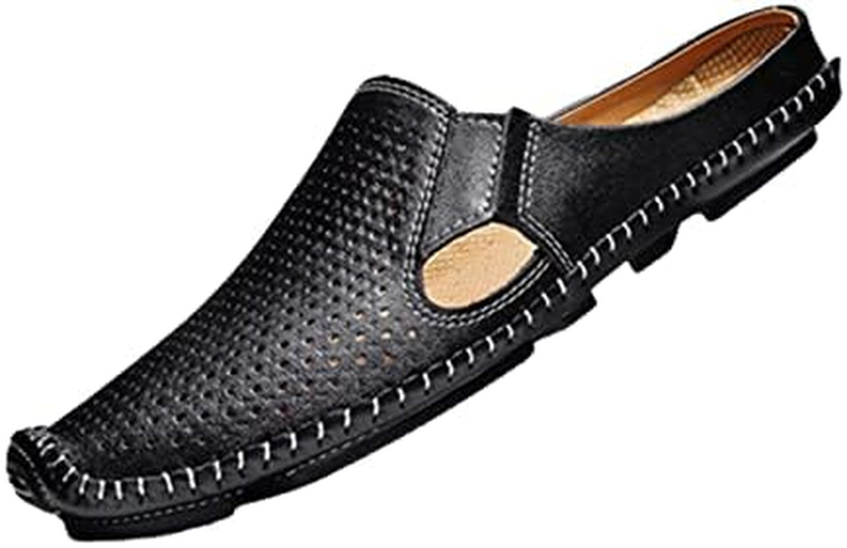 サンダル レザー スリッパ ドライビングシューズ 透かし彫り ステッチ モカシン 革靴 本革 春夏秋 ローファーサンダル 紳士靴 サボ 履き易い 日常用 レジャー 通気性 快適 防臭 走れる 涼しい