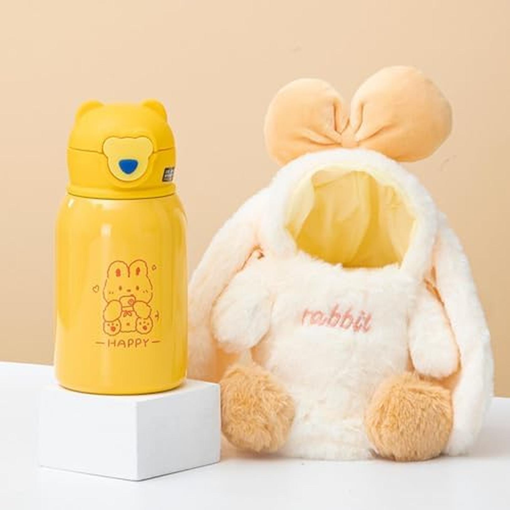 麦わら瓶くまのぬいぐるみ押しかぶせる付き添い人ミ ミニ吸い筒テディベア ステンレスマグボトル魔法瓶 吸い筒水呑み 好いたらしい 熊お父ちゃん 保温/保冷 ワンタッチ明けっ広げ飲みやすくこぼれにくいケイ素樹脂製麦わら手合い飲