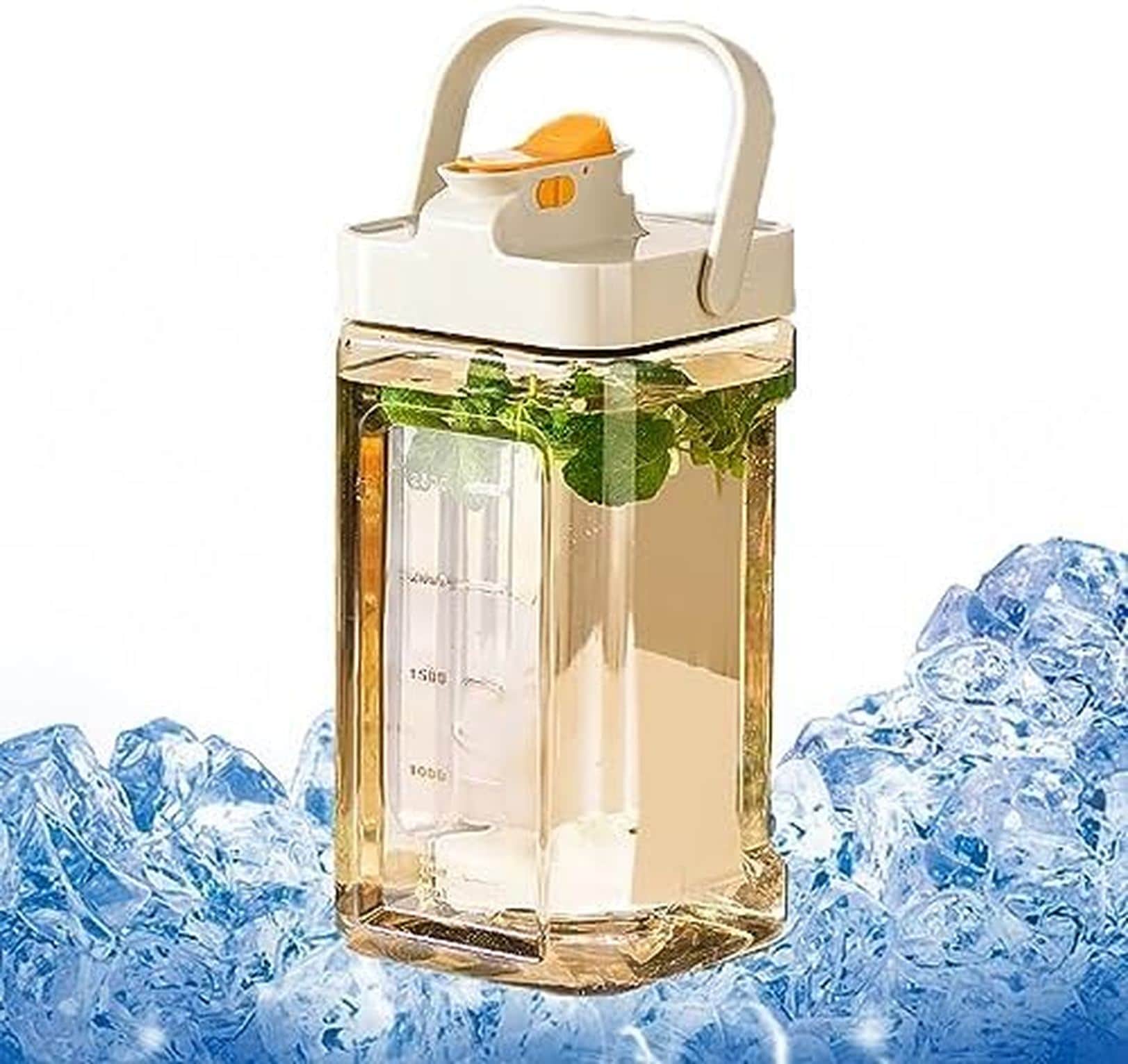 ウォーターボトル 3.5L 横置き 大容量 目盛り 安全ロック ハンドル付き 水筒 お茶 ドリンク ボトル おしゃれ 北欧 プラスチック ハンドル付き フタ付き 夏用 漏れない 水差しアウトドア 冷蔵