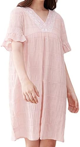 綿 ネグリジェ パジャマ レディース 半袖 夏 ルームウェア ワンピース 家着 寝巻き Vネック レース 可愛い ピンク ゆったり 通気 吸湿 肌触り 快適 カジュアル 薄手 涼しい おしゃれ 快眠ナ