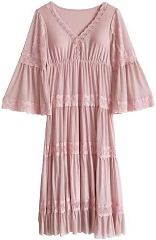 レディース 姫系 レース ネグリジェ 寝巻き マキシ丈 ロマンティック ルームワンピース パジャマ フリーサイズ 部屋着 ナイトウェア レディースネグリジェ パジャマ 可愛い エレガント カップ付き｜ハッピートゥデイ