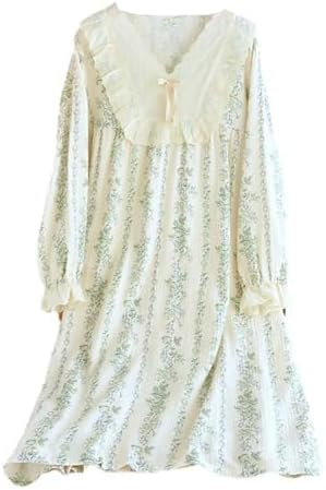 パジャマ 花柄 綿 襟フリル レース 姫系 ルームウェア レディース 長袖 上下セット プルオーバープル 快適 吸汗 通気 可愛い 部屋着 ネグリジェ ルームワンピース ゆったり 敏感肌