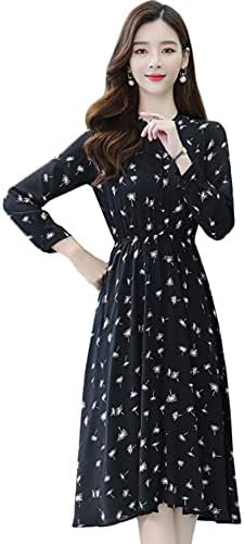 ワンピース レディース 花柄 シフォンワンピース 長袖 ロングワンピース Aライン ミモレ丈 着痩せ 大人 フェミニン フレアワンピース 秋 通勤