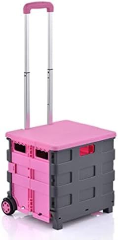 ショッピングカート トロリー スーパーマーケット 徘徊トロリー ホーム ピンク ショッピング カート 折りたたみトロリー ホーム バスケット 座ることができる 高齢者用カート 45L|ハッピートゥデイ