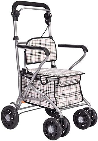 ショッピングカート 折りたたみ式 老人 トロリーショッピングカートポータブルウォーカー 折りたたみ式 車椅子ホーム シートギフト付き 100に耐えることができます 使いやすい 高さ調節グリップ 便利グ｜ハッピートゥデイ