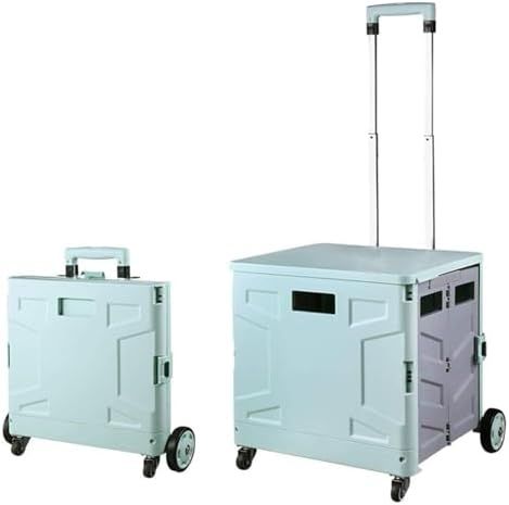 ショッピングカート 車輪付き折りたたみ手押し車折りたたみ 4輪ポータブル ショッピング 折りたたみ 収納ボックス 輸送カートスーパーマーケット 旅行やキャンプ用 使いやすい 高さ調節グリップ 便利グッ｜ハッピートゥデイ