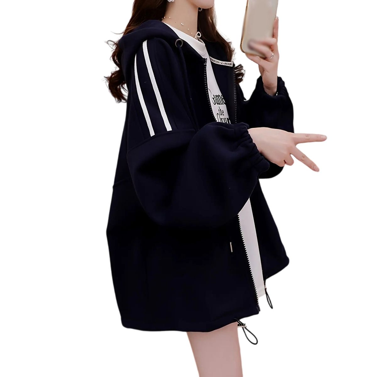 パーカー レディース ジップアップ 裏起毛 汗水 上衣 朦々たる 厚地の外套大きさ ゆったり 2本生産ライン スポーティー 韓国風 ボンネット付き添い人 ビッグ影ぼうし 心地よい