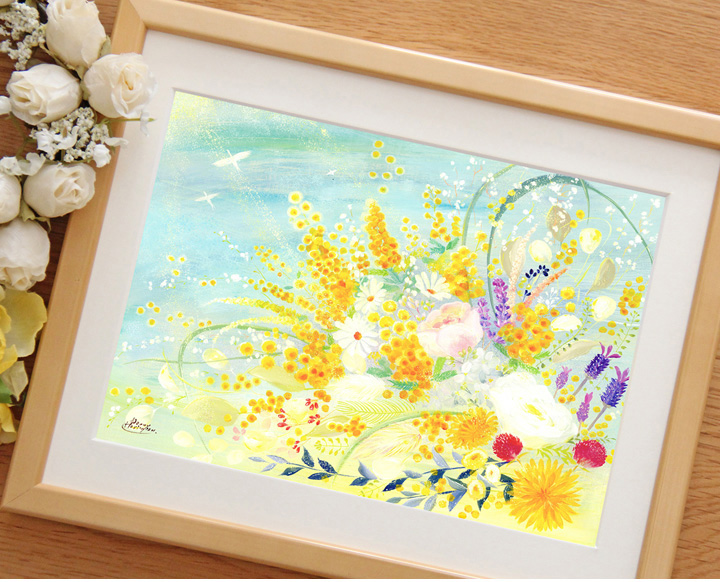 新作 絵画 春 インテリア 春告ぐミモザの花束 Mサイズ 花 玄関に飾る絵画 風水 絵 花束の絵 春の絵画 壁に飾る絵 玄関に飾る花 風水画 おしゃれ 店舗 アートポスター オシャレ 額入り 額付き 幸せ 空の絵画 鳥 未来 希望 プレゼント 壁掛け 花の絵 優しい Giosenglish Com