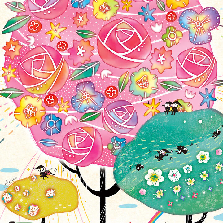 安心発送 事務所 病院 部屋 壁掛けインテリア 額付き しあわせ花音 カノン Lサイズ ポエム 額入り 絵画アート 幸せの花 可愛い絵画 絵画 和みアート バラの絵 笑顔 その他 Esehotel Lt