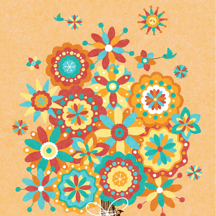 【楽天市場】花の絵画 インテリア アート「幸せの花束」 Lサイズ・ポエム 壁掛けアート 玄関 かわいい絵画 花 絵 風水 リビングに飾る絵