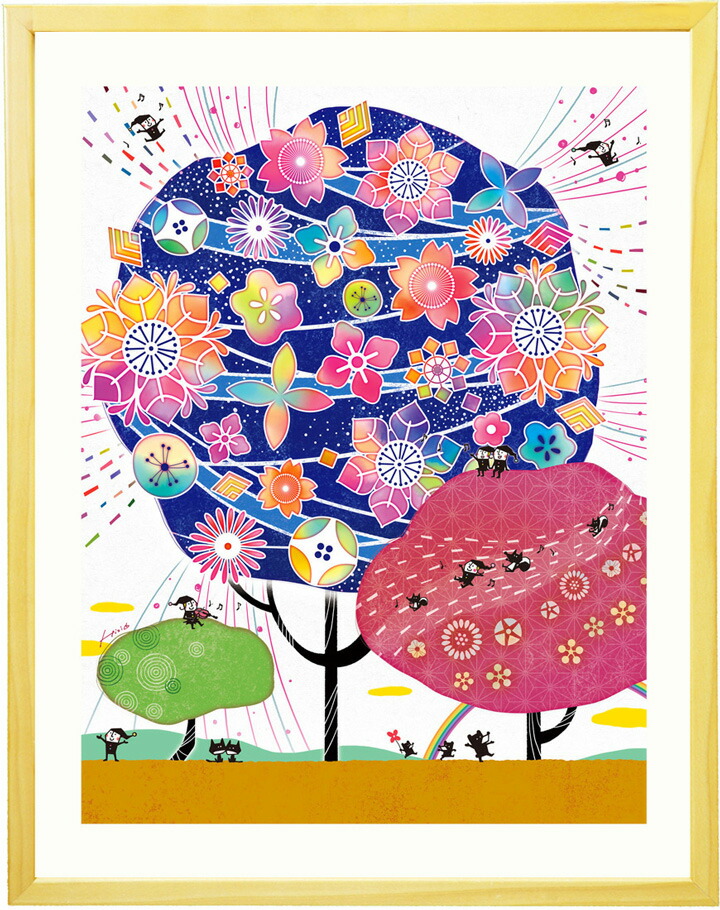 ポエム 定年退職プレゼント 周年祝い 退職祝い 絵画アート しあわせ花音 カノン 藍色 名前入れ Llサイズ 開店祝い 設立祝い 開院祝い 開業祝い プレゼント 1周年祝い 品 贈り物 設立祝い 品物 額入り
