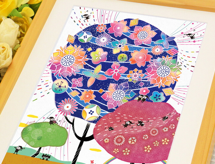 楽天市場 プレゼント 退職祝い 新築祝い 絵 幸せアート しあわせ花音 カノン 藍色 名前入れ Mサイズ ポエム お祝い 定年退職 贈り物 退職記念品 女性 退職 プレゼント 喜ばれる 定年退職のお祝い 母親 父親 祖母 祖父 両親 退職者 感謝 贈り物 品物 絵画通販