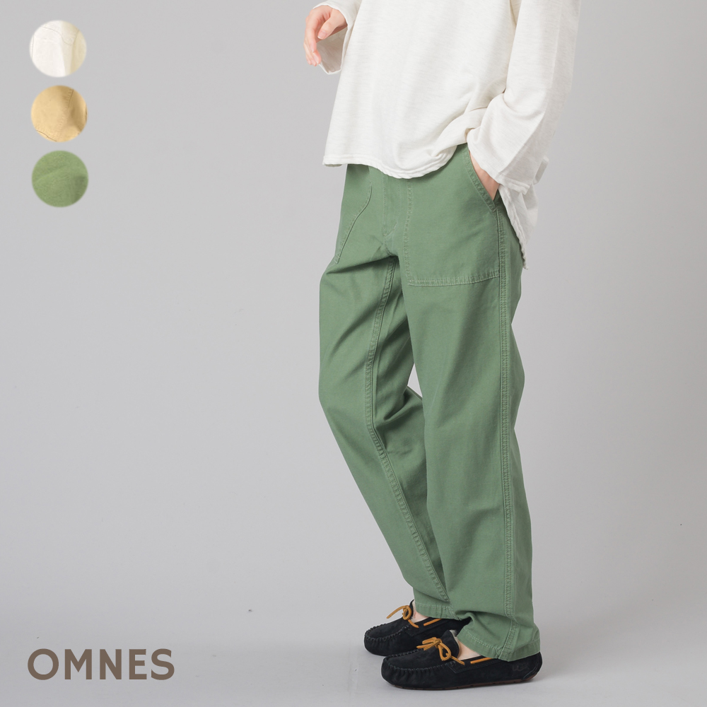 【OMNES】バックツイルベイカーパンツ 全3色 レディース ボトムス Mサイズ/Lサイズベイカーパンツ カジュアル　オフホワイト ベージュ カーキ  HAPTIC ハプティック