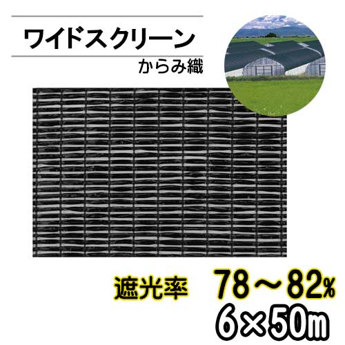 遮光ネット ワイドスクリーン BK2208 遮光率78~82% 巾6m 長さ50m からみ織 黒 ※個人宅配送別途送料※ ※沖縄・離島別途送料※|アイデアがいっぱい店