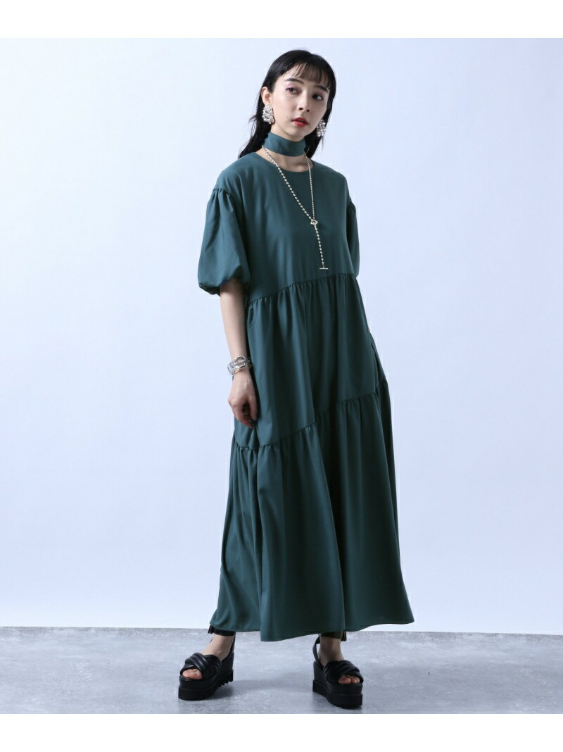 W ティアードワンピ Ss Hare ハレ ワンピース 半袖ワンピース グリーン ブラック 送料無料 Rakuten Fashion Sfeah Com