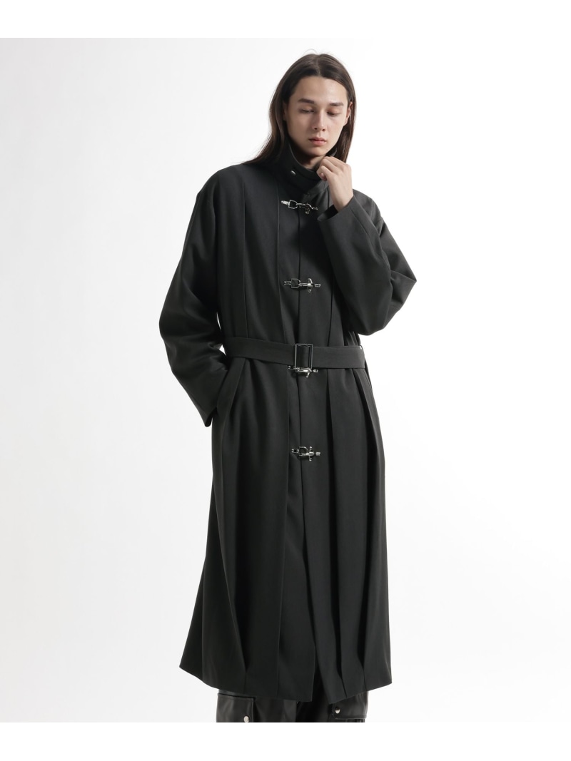 【SALE／39%OFF】ファイヤーマンバックルプリーツステンカラーコート HARE ハレ ジャケット・アウター ステンカラー厚地の外套 赤いこと 黒いこと 薄墨色【RBA_E】【貨物輸送無料】[ Fashion] メンズファッション-コート・ジャケット